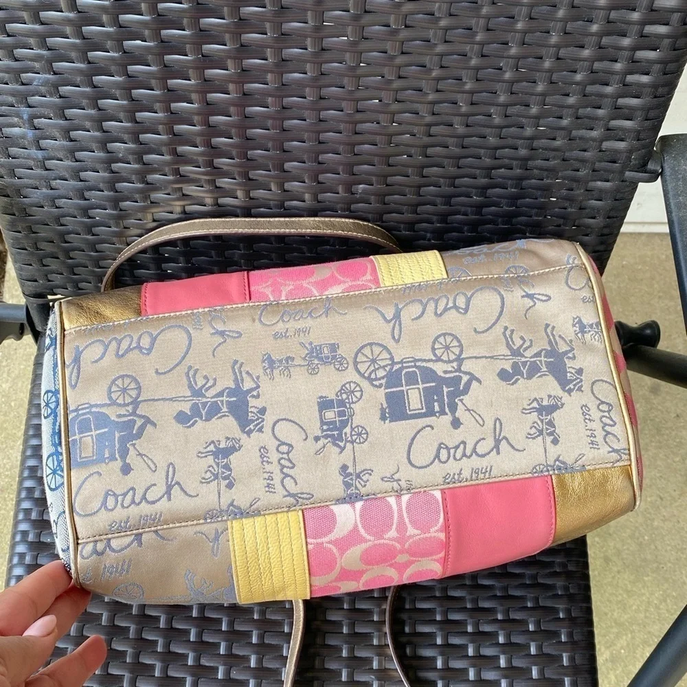 Coach Signature Patchwork Satchel Tote F17164